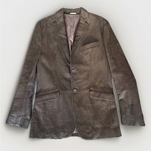 Banana Republic Men’s Nubuck Leather Blazer — Brown, Size 38.